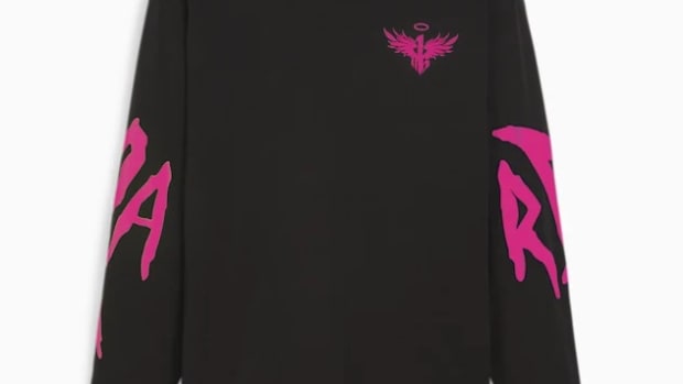 LaMelo Ball's black and pink PUMA shirt.